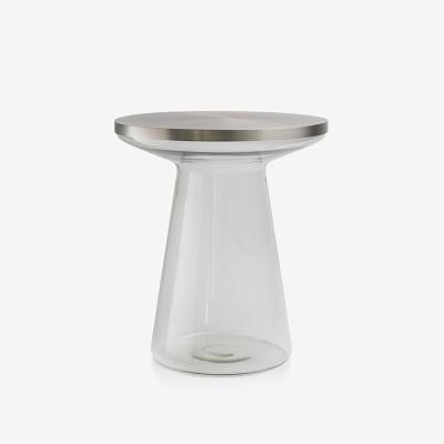 China (Other) Designer Colored Adjustable Round Glass Figure Side Table Brass Side Table for sale