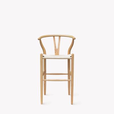 China Fashion high y-type umpire chair storage fork bone bar chair solid wood wax oil craft wooden bar stool for sale