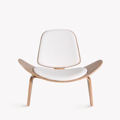 China Nordic Designer Shell Rotating Chair Curved Wooden Aircraft Smile Sofa Reception Hall Bargaining Shell Chair for sale