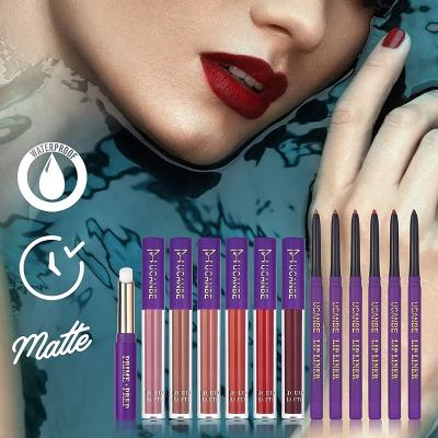 China Professional Lip Liner Sunscreen 2021 Private Label Makeup Vendor Logo Waterproof Custom Lip Liner Pencil Set and Lipstick for sale