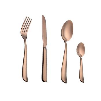 China Viable High Quality Silverware Sets 4pcs Rose Gold Cutlery PVD Gold Plated Flatware Coating Set for sale