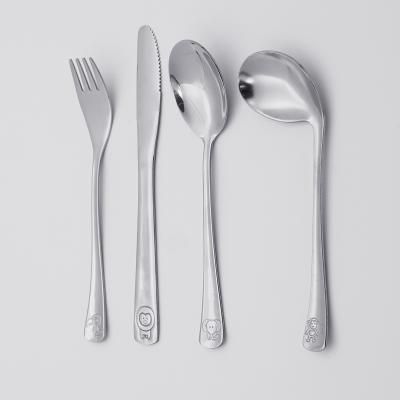 China Sustainable Luxury Flatware Travel Stainless Steel Silver Spoon Gift Kids Cutlery Sets Eco Friendly for sale