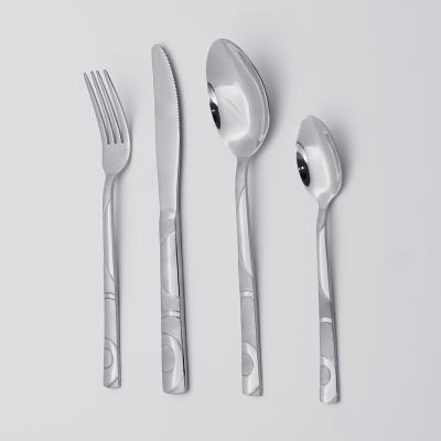 China QZQ Hot Selling Creative Stocked Flatware 304 Stainless Steel Silverware Flatware Sets For Restaurant for sale