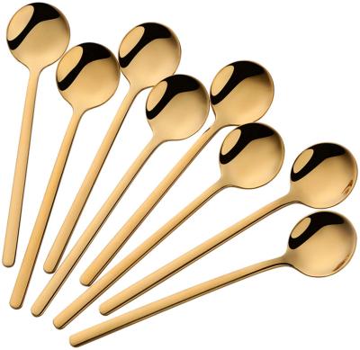 China Sustainable Coffee Dessert Custom Set Tiny Souvenir Korean Metal Long Handle Stainless Steel Silver Gold Tea Brass Spoon for sale