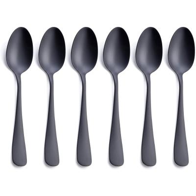 China Viable Stainless Steel Wholesale Kids Utensil Salad Dinner Dessert Tea Flatware Colorful Fancy Serving Spoon Set for sale