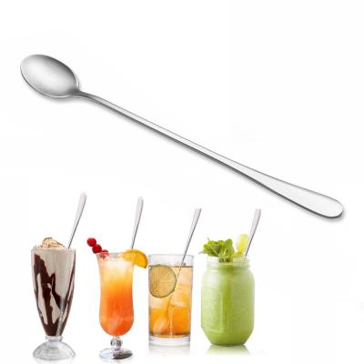 China 18/0 Stainless Steel Tea Dessert Viable Creative Cocktail Stirring Spoon 9inch Long Handle Coffee Ice Cream Spoon Set for sale