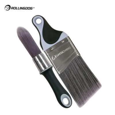 China ROLLINGDOG PT-1000 Series 10595 Paint Detail 2PC Brush Short Rubber Gripped Handles Paint Brush for sale