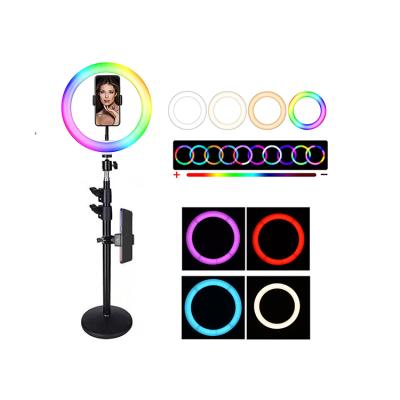 China High Quality Custom Made PORTABLE RGB Rechargeable Selfie Ring Light with Stand for sale