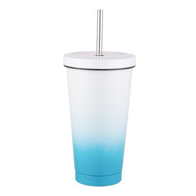 China Sustainable Custom Double Cup Gradient Color Stainless Steel Straw Tumbler Ready To Ship for sale