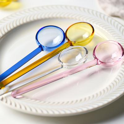 China Disposable Handmade Colorful Borosilicate Glass Spoon Small Tea Spoons for sale