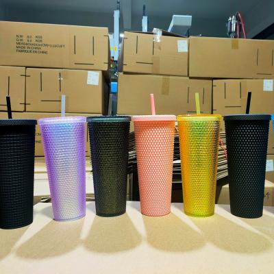 China Sustainable Stock Ready To Ship Studded Portable Tumbler Water Bottle 700ml/24oz for sale