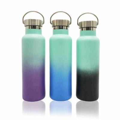 China 2021 Hot Sales Sustainable Yoga Bottle 750ml Rolling Sleeve Fitness Water Bottle 18/8SS Vacuum Bottle With Bambo for sale