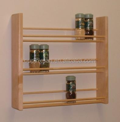 China Sustainable Seasoning Powders Rack Kitchen Bamboo Spice Display Rack On The Wall Storage Rack 3-Tier Spice Rack for sale