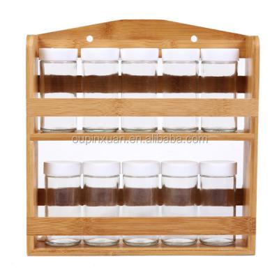 China Sustainable Double Tiers Antique Spice Rack , Bamboo Kitchen Rack for sale