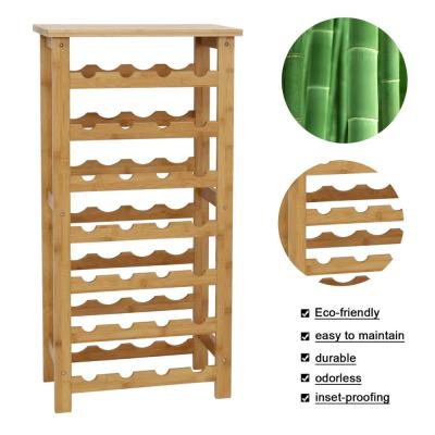 China Sustainable Bamboo Red Wine Rack 28 Bottle, Accessories Wooden Free Standing Countertop Rack Wine Storage Stackable Shelf (28-Bott for sale