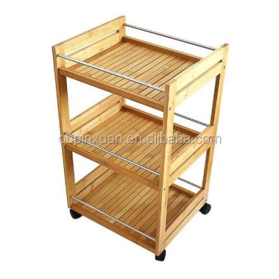 China 3 Tier Bamboo Kitchen Food Cart Bamboo Kitchen Cart With Wheels for sale