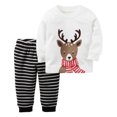 China Christmas Style Baby Boy Christmas Fawn Long Sleeve Blouse&Striped Pants for sale