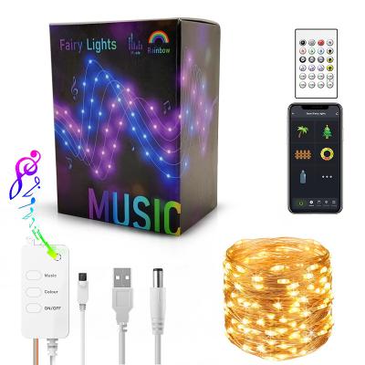 China Music Synchronize Tuya Wifi Music Smart Function Waterproof Christmas LED String Lights Outdoor for sale