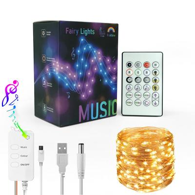 China Portable USB Charging RGB Led Smart Remote Control Christmas Wedding Holiday Christmas Tuya Life Fairy Lights outdoor string light wifi for sale