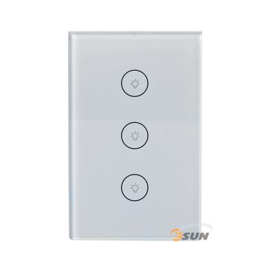 China Desktop Tuya Switch Need US Standard 3 Strip Neutral And Live Wire Smart Wall Switch for sale