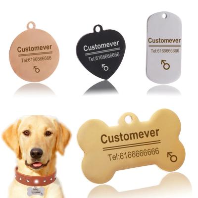 China Europe Wholesale Laser Effect Pet Name Tag Personalized Double Sided Engraved Steel Metal Stainlees Pet Tag for sale