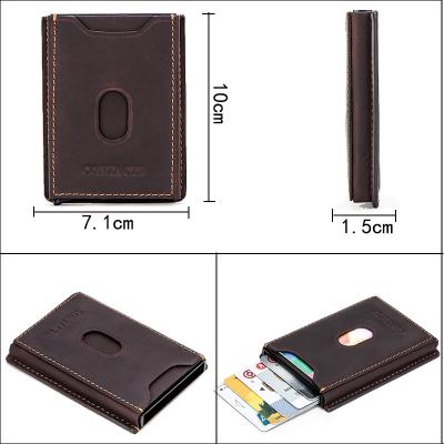 China Normcore / Minimalist Personalized Business Card Holder RFID Leather Aluminum Metal Blocking Noise Up Synthetic Leather for sale