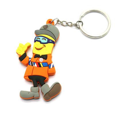 China New 2D Keychains Promotion Souvenir Gifts 3D Double Sides Custom Design Cartoon Character PVC Rubber Soft Key Chain With Metal Ring for sale