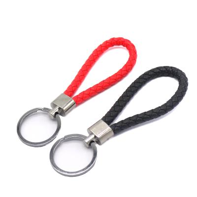 China Promotion Gift Woven Leather Braided Rope Factory Price Car Handmade Leather Key Chain Key Chain for sale