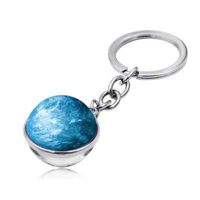 China Nebula Universe Galaxy Nebula Universe Planet Glass Ball Double Holder Main Chain Outer Space Key Jewelry Planet Side Handmade Pendant for sale