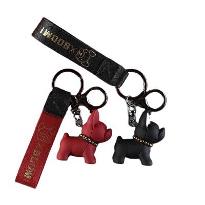 China Popular Cute Hot Selling Car Logo Cute Dog Key Chain Custom Amazon Bulldog Silicone Key Chain for sale