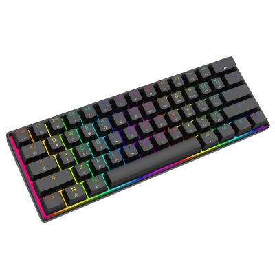 China Hot UK layout Amazon MK21 mechanical gaming keyboard 61keys RGB type c plug and play wired mechanical keyboard for sale