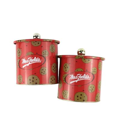 China Popular round biscuit tin canister cylinder cookie tin box for cookie storage metal box for sale