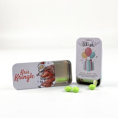 China Slide Tin Box Breath Mint Food Tin with Slide Lid Small Tin Can for sale