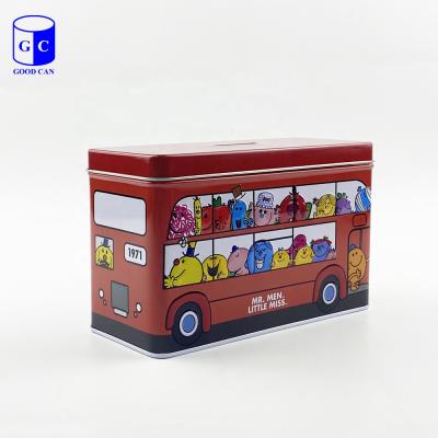 China Gift & Craft Tin Box Bus Tin Can Rectangular Coin Bank for sale