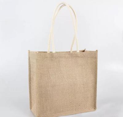 China Recyclable Eco friendly fashionable silk screen printing customized jute tote shopping bag for sale