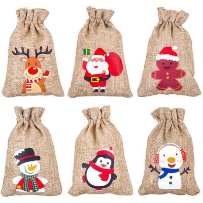 China Handled Wholesale Jute Hessian Packaging Drawstring Bag Linen Pouch for sale