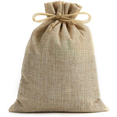 China Handled Custom Linen Drawstring Pouch Jute Drawstring Bag Burlap Bags Drawstring for sale