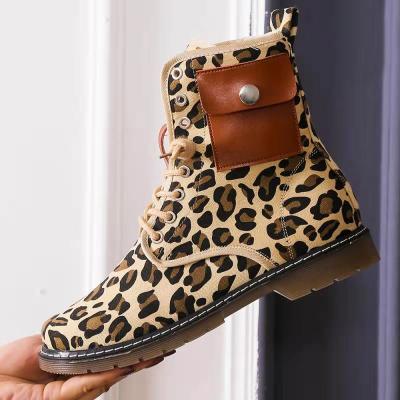 China Fashion trend XZ226 autumn new arrivals PU leather ankle boots for women leopard boots women shoes for sale