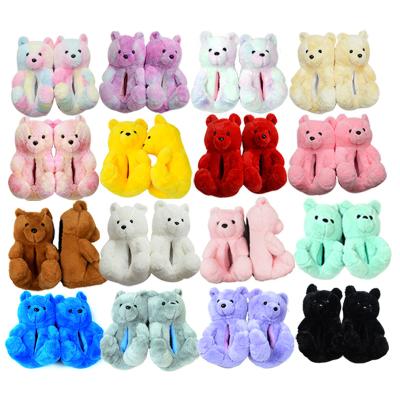 China Girls dyed new by trend colors MMX292 Teddy Bear Slippers For Women fashion 2021 fashion bear slippers for sale