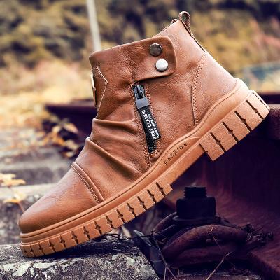 China NXZ55 fashion trend mens price PU leather boots high quality cheap outdoor style men fall and winter boot for sale