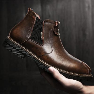 China Luxury Genuine Mens Chelsea Boots 2021 New Design JLF24 Round Leather Shoes for sale