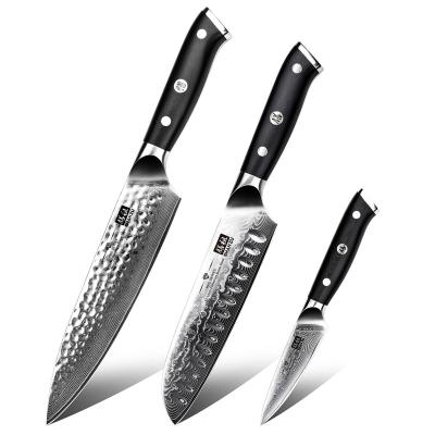 China Viable Japanese Yangjiang modern 67 layer Damascus steak santok kitchen knife set chef knives for sale