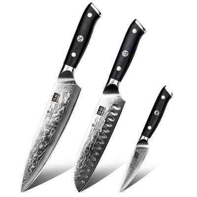 China Yangjiang Sustainable Super Sharp Damascus Steel Premium Chef Knife Set for sale