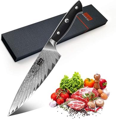 China OEM Professional G10 Handle Damascus Steel Santoku Slicer Knife Viable Service Boning Kitchen Knife Yangjiang Kitchen Knives 8Pces for sale