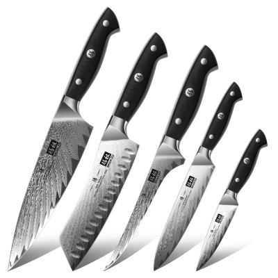 China Viable Yangjiang Damascus Pattern Stainless Steel Wooden Handle Cake Fruit Carving Sharp Japanese Chef Knife Meat Cleaver Kitchen Tools for sale