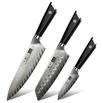 China Yangjiang Viable 8 Inch Original Amazon Success Logo Fiberglass Handle Damascus Style Custom Kitchen Knife Set Chefs Knife for sale