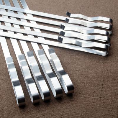 China Factory Promotionn Food Grade BBQ Tool 42CM Stainless Steel BBQ Stick 10pcs Large Thick Flat Pack Long Easily Cleaned for sale