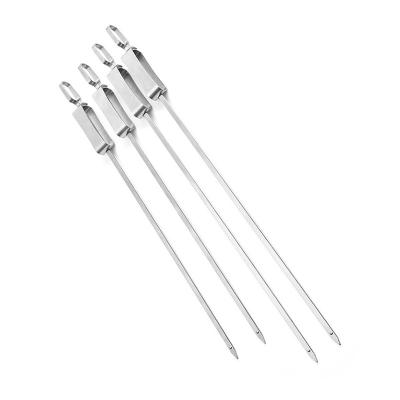 China Easily Cleaned Amazon Food Grade BBQ Tool BBQ Stainless Steel Skewers With Removable Steel Locks Adjust Shaped Grilled Sticks for sale