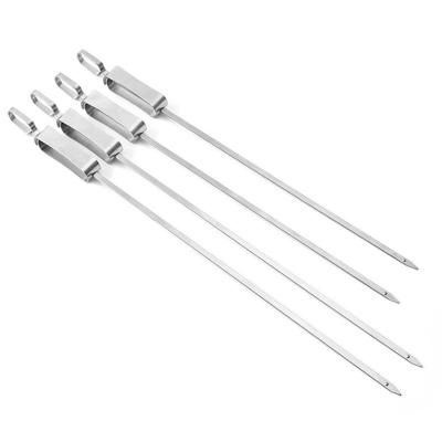 China Easily Cleaned Barbecue Stainless Steel Skewers With Removable Locks For Pushing Food Roasting Sticks for sale