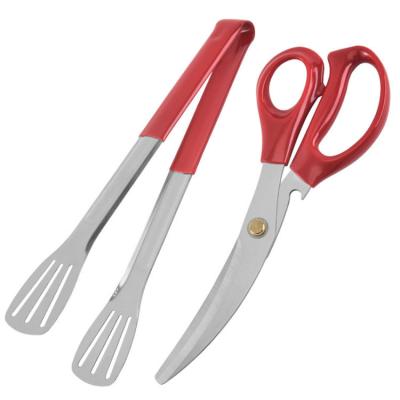 China Factory direct sale stainless steel household grill tool scissors and easily cleaned grill clip set barbecue grill tool for sale